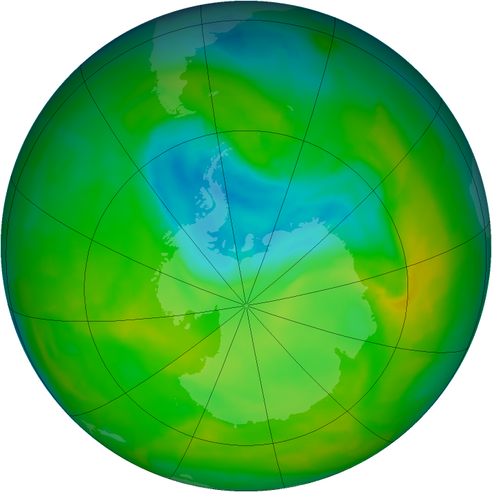 Antarctic ozone map for 22 November 2012